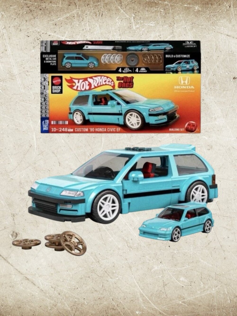 Hot Wheels Brick Shop Custom '90 Honda Civic EF 248pcs RAYS Toyo Exclusive Car